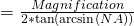 Rendered by QuickLaTeX.com = \frac{Magnification}{2 * \tan (\arcsin ( NA) ) }