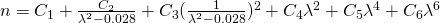 Rendered by QuickLaTeX.com n = C_1 + \frac{C_2}{\lambda^2-0.028} + C_3 (\frac{1}{\lambda^2-0.028})^2 + C_4 \lambda^2 + C_5 \lambda^4 + C_6 \lambda^6