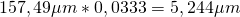 Rendered by QuickLaTeX.com 157,49 \mu m * 0,0333 = 5,244 \mu m