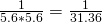 Rendered by QuickLaTeX.com \frac{1}{5.6 * 5.6} = \frac{1}{31.36}