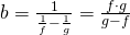 Rendered by QuickLaTeX.com b = \frac {1} {\frac {1} {f} - \frac {1} {g}} = \frac {f \cdot g}{g - f}