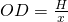 OD = \frac{H}{x}