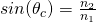 Rendered by QuickLaTeX.com sin(\theta_{c}) = \frac{n_2}{n_1}