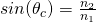 sin(\theta_{c}) = \frac{n_2}{n_1}