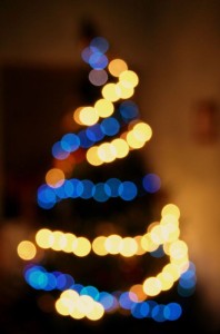 Image of a Christmas tree showing Bokeh